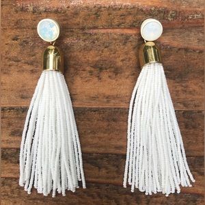 J Crew Long Beaded Tassel Earrings